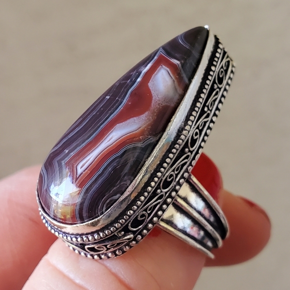 New Crazy Lace Agate 925 Silver Statement Ring. - Picture 4 of 14